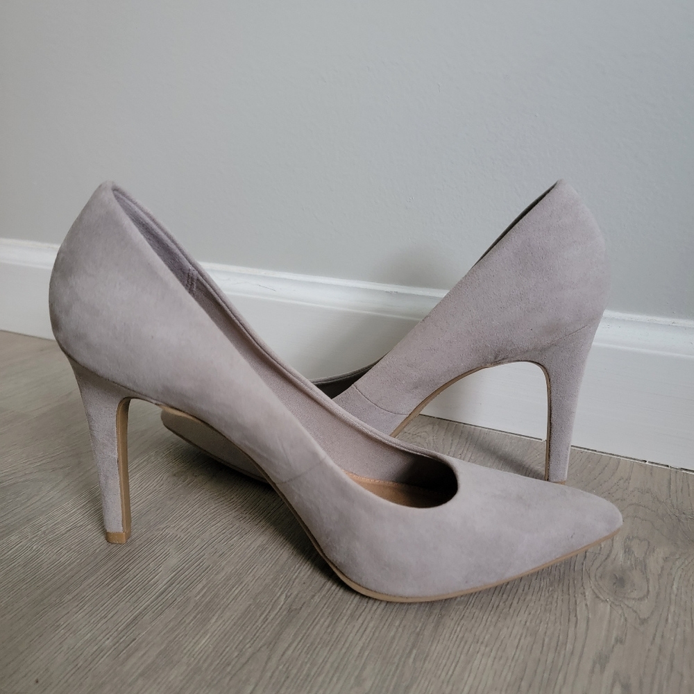 Christian Siriano Gray Suede Stilettos